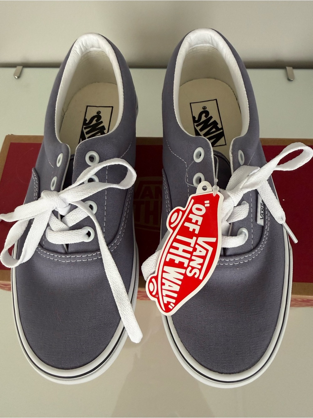 Vans Gray-Blue and White Low-Top Canvas Sneakers